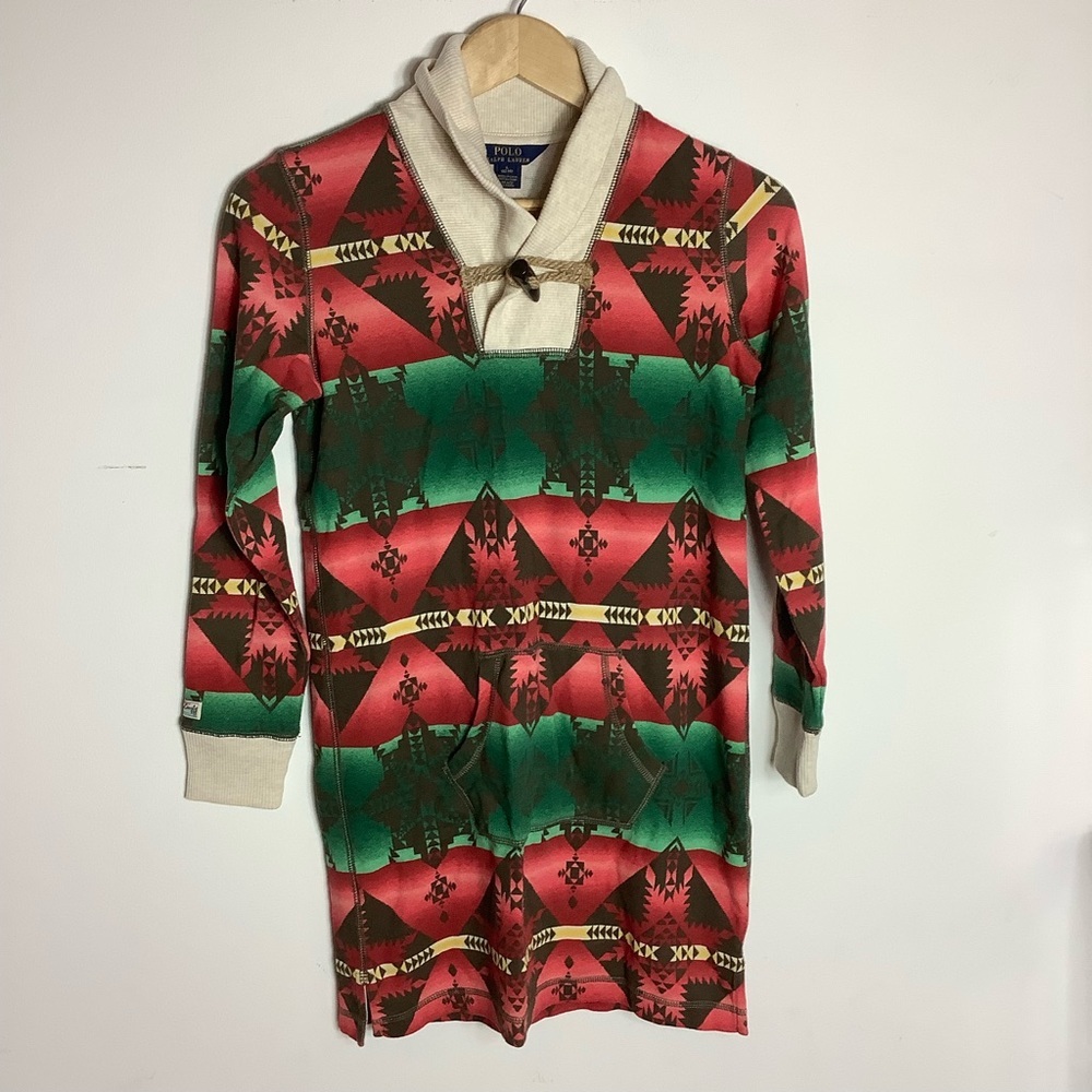 Polo Ralph Lauren Aztec print Southwestern Shawl collar Thermal Top